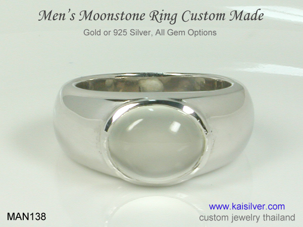 mens moonstone ring silver or gold 