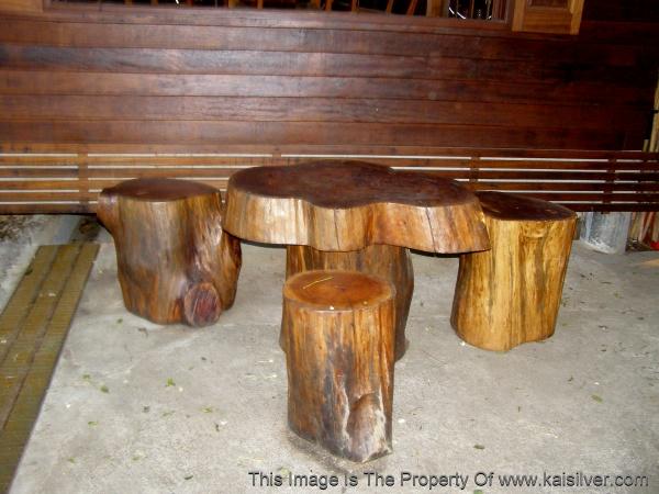 heavy wood stools from tree barks